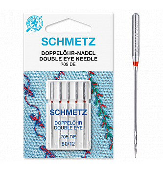 Strojne igle SCHMETZ z dvojnim ušesom | 80 | 5 kos