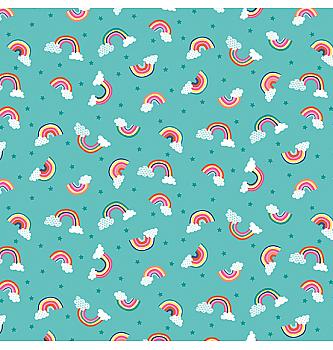 Patchwork blago Daydream rainbows turquoise | 110cm