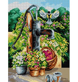 Gobelin Sinička nad vodnjakom | 30x40cm