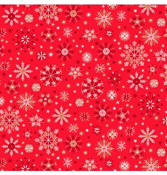 Patchwork blago Scandi snowflakes cream on red | 110cm