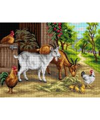 ORCHIDEA Gobelin Koze in kokoši na kmetiji | 30x40cm 3228J