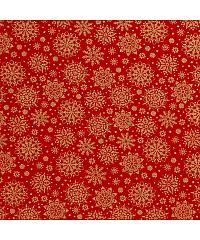 Nooteboom Poplin Zlate snežinke | metalik | rdeča | 100%CO 20712.015