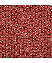 Verhees Poplin Retro rožice | karamela | 100%CO 04195.005