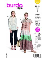 BURDA Kroj Maksi obleka in bluza z naborki 5823