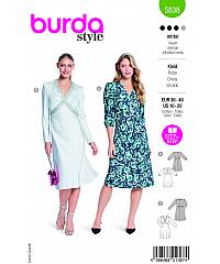 BURDA Kroj Elegantna ženska obleka z V izrezom 5838