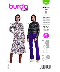 BURDA Kroj Obleka in bluza z asimetričnimi gubami 5863