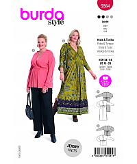 BURDA Kroj Obleka in tunika iz jerseya z naborom 5864