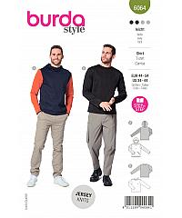 BURDA Kroj Moška majica in pulover s kapuco 6064