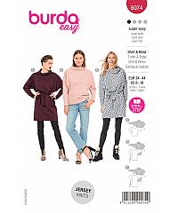 BURDA Kroj Pulover in obleka s trapezastimi rokavi 6074