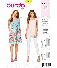 BURDA Kroj Obleka in top z gubami 6532