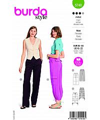 BURDA Kroj športno elegantne hlače z vodoravnimi šivi 5740