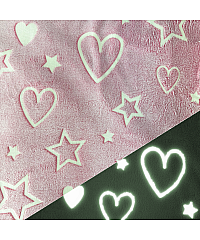 KH Group Mikroflis Glow In The Dark | Zvezde in srčki | roza | 100%PL S2449-3710