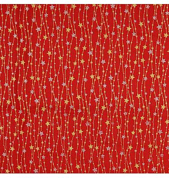 Poplin Božične girlande | metalik | rdeča | 100%CO
