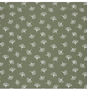 Poplin Ginko listki | olivna | 100%CO