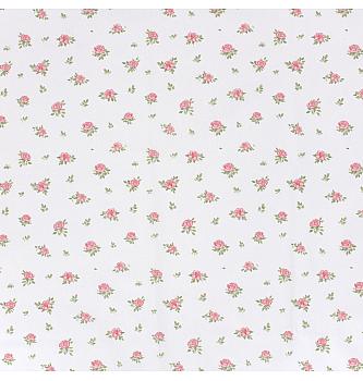 Poplin Drobne vrtnice | bela/roza | 100%CO