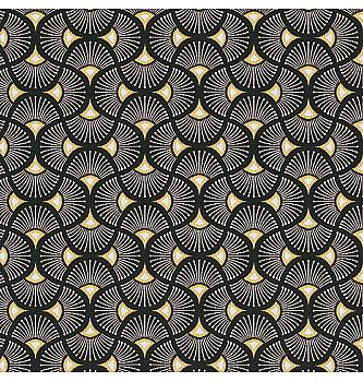 Žakard Art deko | metalik | črna/zlata | 45%PL / 35%PC / 20%CO