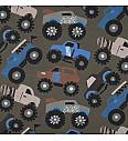Poplin Monstertrucks | digitalni tisk | vojaško zelena | 100%CO
