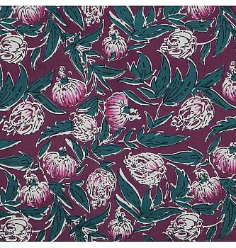 Poplin Orientalski vrt | ročni tisk | melancana | 100%CO