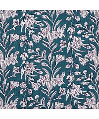 Verhees Poplin Botanika | ročni tisk | petrolej | 100%CO 06614.003