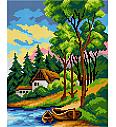Gobelin set Gozdna hiša ob potoku | 22 x 27,5cm