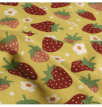 Poplin Cvetoče jagode | oker | 100%CO