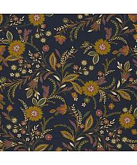 Nooteboom Viskozni jersey Elegantne rože | temnomodra | 95%VI / 5%EL 26029.008