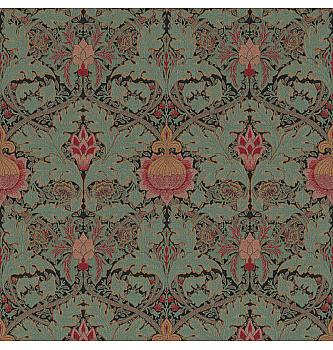 Žakard Botanični ornament | turkizna | 58%CO / 32%PL / 10%PC