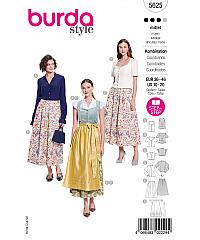 BURDA Kroj Komplet oblačil za tradicionalno nošo Dirndl 5625