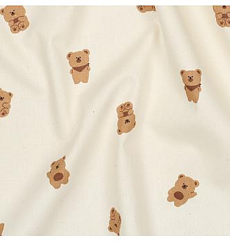 GOTS Poplin Medvedki | naravna | 100%CO