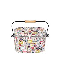 PRYM Škatla za šivalni pribor | 37x25,5x19,5cm | retro motivi 612093