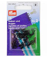 PRYM Kaveljčki | črni | št. 2 srednji | 12kos 263850