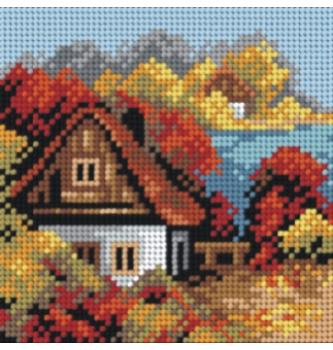 Gobelin Hiša jeseni | 15x15cm