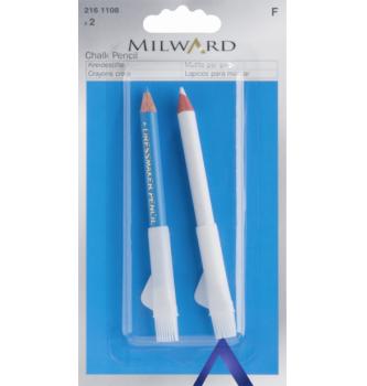 Svinčnik za tekstil | s čopičem za odstranjevanje | bel in moder