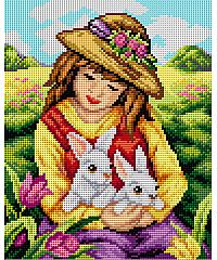 ORCHIDEA Gobelin Deklica z zajčkoma | 24x30cm 2494H