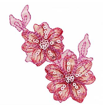 Našitek Velik cvet z bleščicami