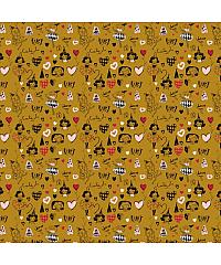 Verhees Poplin Dvorna zabava | oker | 100%CO 07669.003