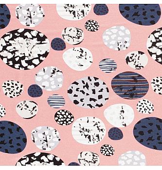 Jersey Abstraktni krogi | roza | 95%VI / 5%EL