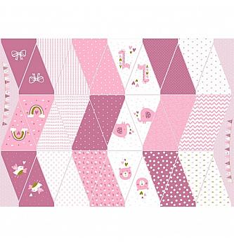 Poplin Zastavice | stara roza | panel | 100%CO