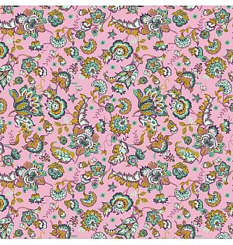 Poplin Paisley cvetje | svetloroza | 100%CO