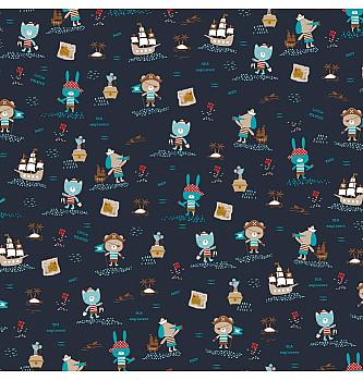 GOTS Poplin Piratki | temnomodra | 100%CO