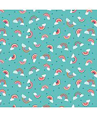 MAKOWER Patchwork blago Daydream rainbows turquoise | 110cm 2278/T