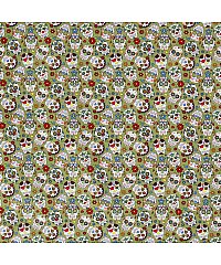 Nooteboom Poplin Lobanje s cvetjem | zelena | 100%CO 15807.026