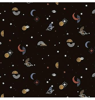 GOTS Poplin Galaksije | črna | 100%CO