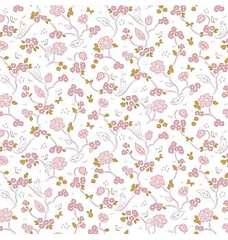 GOTS Poplin Romantično cvetje | bela | 100%CO