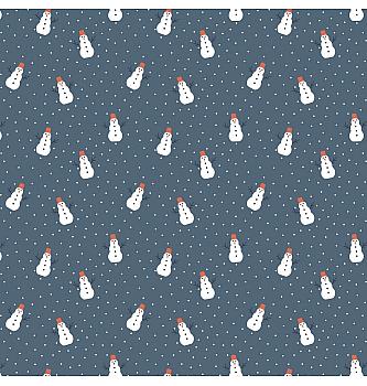 Poplin Snežaki | modra | 100%CO
