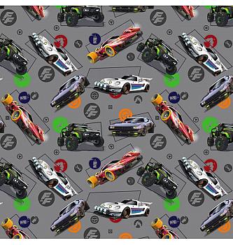Poplin Fast & Furious | digitalni tisk | siva | 100%CO