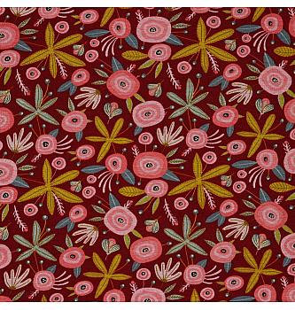 Prevešanka Cvetje glitter | bordo | 50%CO / 46%PL / 4%EL