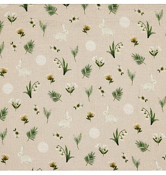 GOTS Tetra Zajčki | stara roza | digitalni tisk | 100%CO