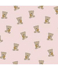 Verhees GOTS Poplin Ljubki medvedki | svetloroza | 100%CO 09515.003