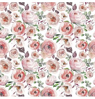 Jersey Cvetoče vrtnice | bela | digitalni tisk | 95%CO / 5%EL